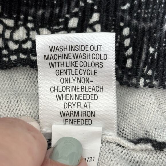 Croft And Barrow Womens Sweater 2X Black And White Cardigan Cotton Stretch - Picture 6 of 9